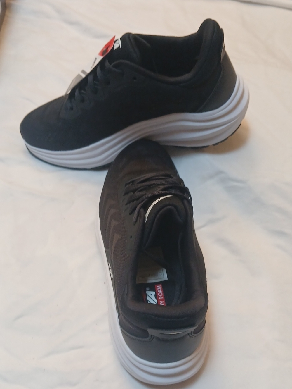 Womens Black Athletic Sneakers with Thick White Sole